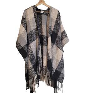 Woolrich Open Front Shawl Poncho Wrap Cardigan Womens S Sweater Western Fall